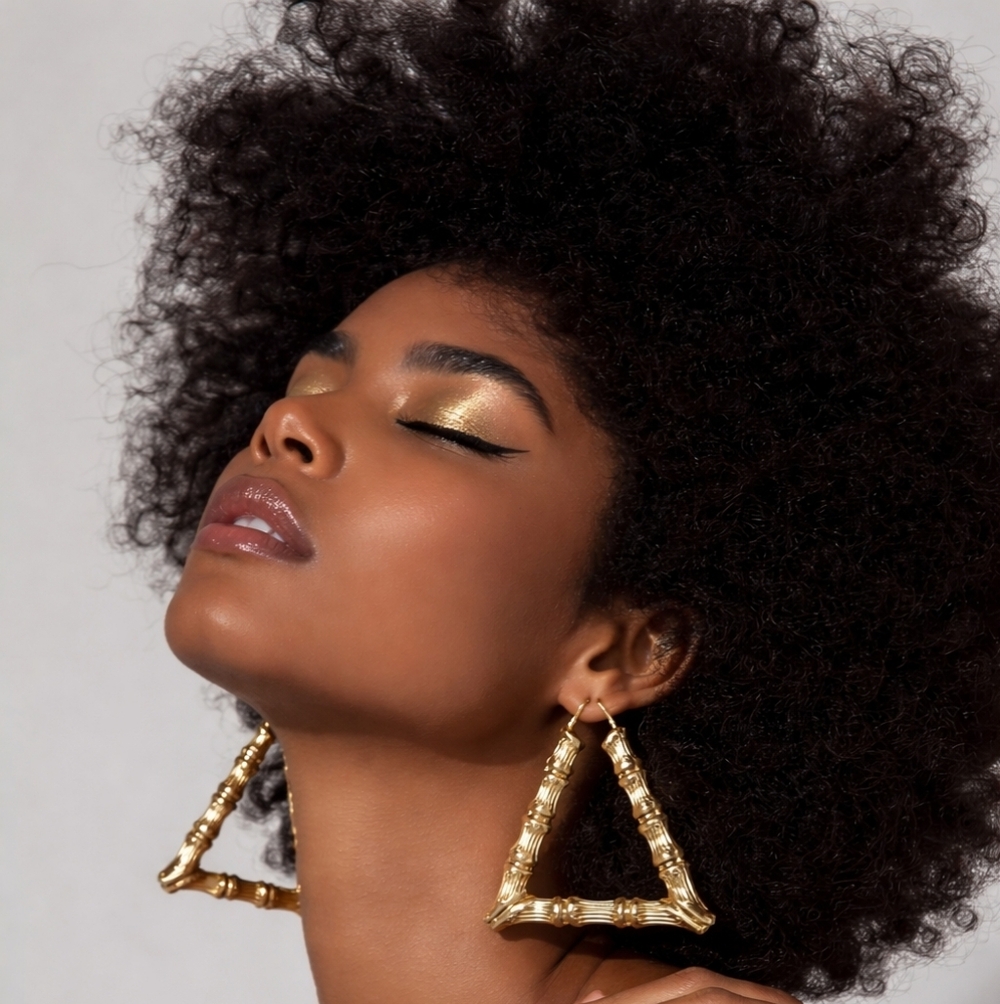 Gold Plated Bamboo Hoop Earrings